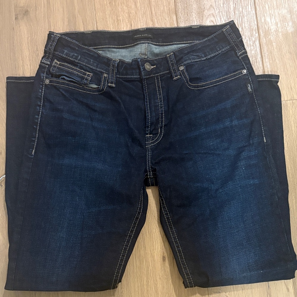 Silver Jeans Dark Blue Straight Leg Jeans